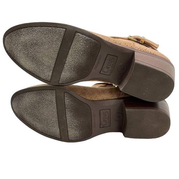 CIRCUS SAM EDELMAN PHEONIX Perforated Ankle Booties Boots Tan Beige Shoes sz 7 - Picture 15 of 16